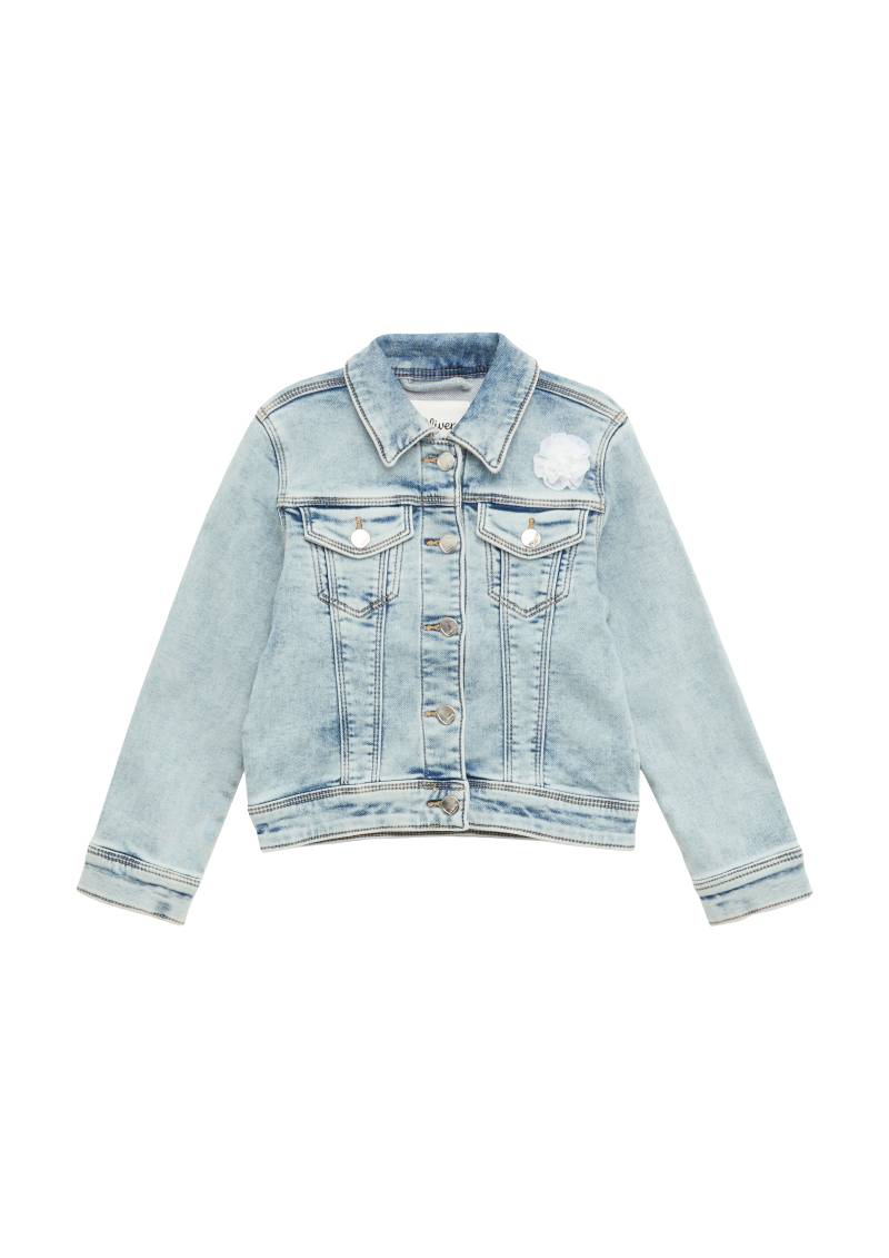 s.Oliver - Jeansjacke mit Garment Dye und Blumenapplikation, Kinder, blau von s.Oliver