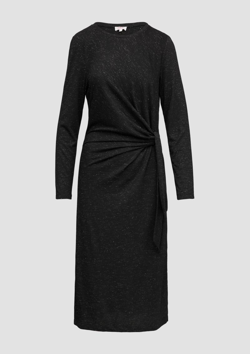 s.Oliver - Glitzerndes Jersey-Kleid mit Knotendetail, Damen, schwarz von s.Oliver
