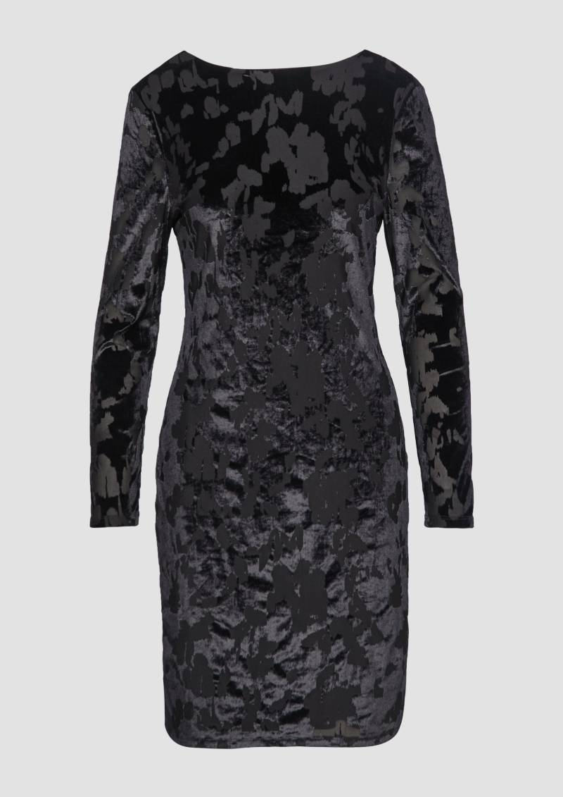 s.Oliver - Samt-Kleid mit V-Ausschnitt an der Rückenpartie, Damen, schwarz von s.Oliver