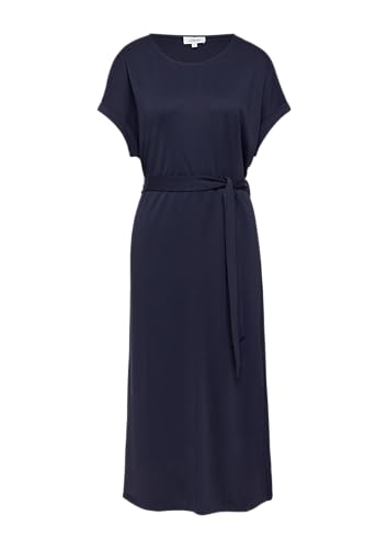 Jersey-Kleid mit einseitigem Schlitz und Bindegürtel Navy 48 von s.Oliver