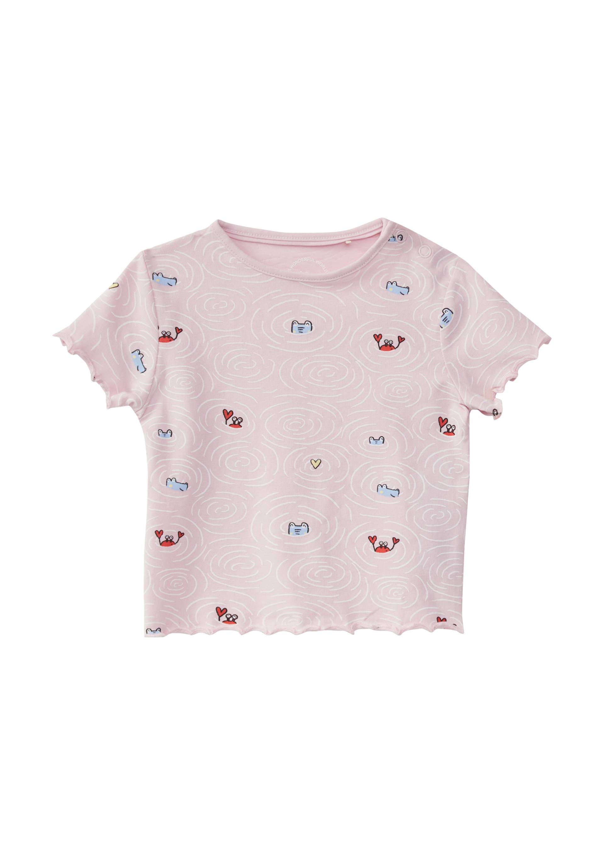 s.Oliver - Jersey-Shirt mit All-over-Print und Rollsaum, Babys, Rosa von s.Oliver