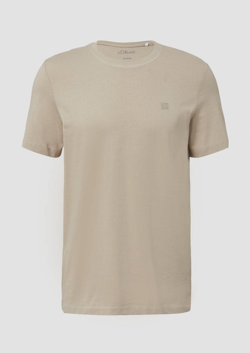 s.Oliver - Heavy Jersey T-Shirt mit Crew Neck und Logo-Print, Herren, Beige von s.Oliver