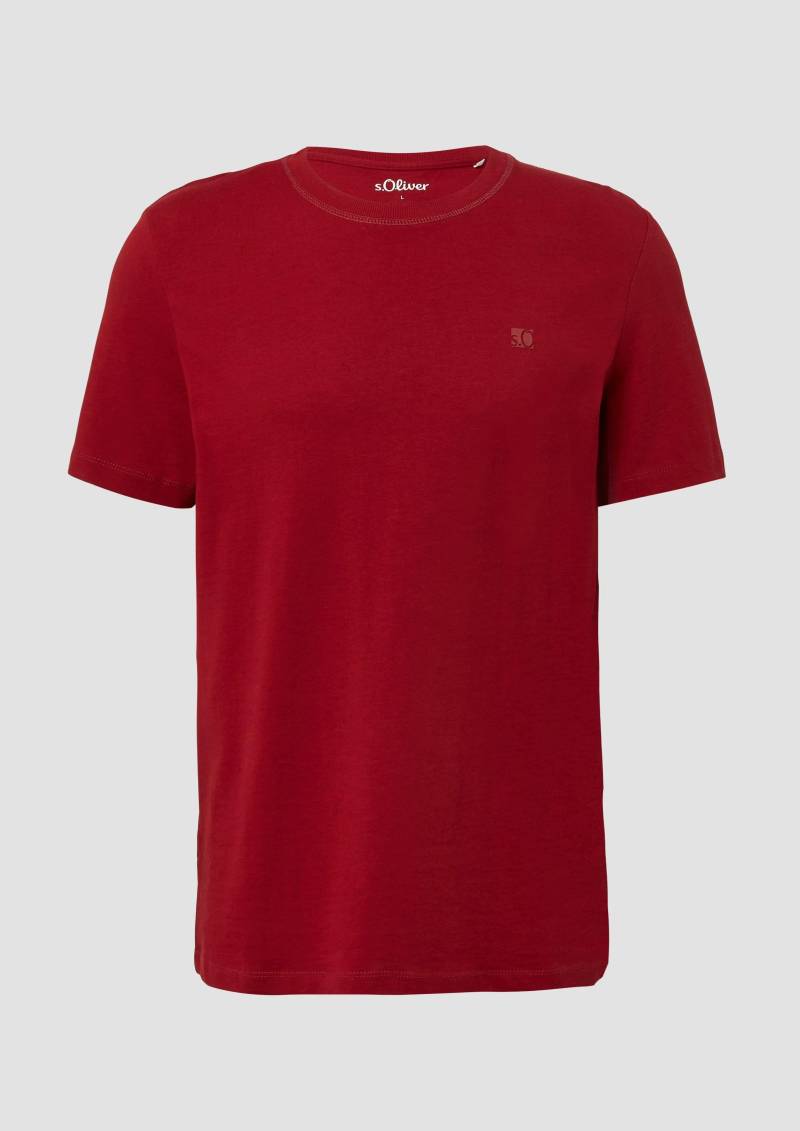 s.Oliver - Heavy Jersey T-Shirt mit Crew Neck und Logo-Print, Herren, rot von s.Oliver