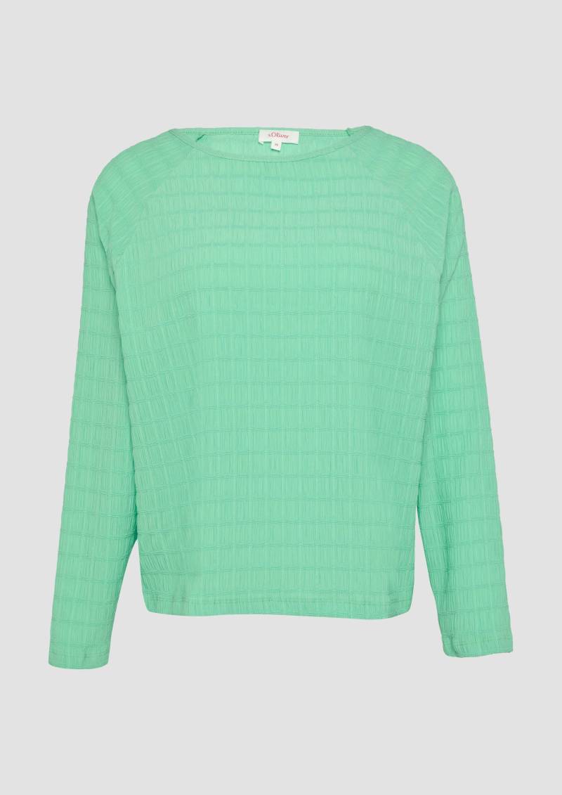 s.Oliver - Strukturiertes Jersey-Shirt mit Raglan-Ärmeln, Damen, grün von s.Oliver