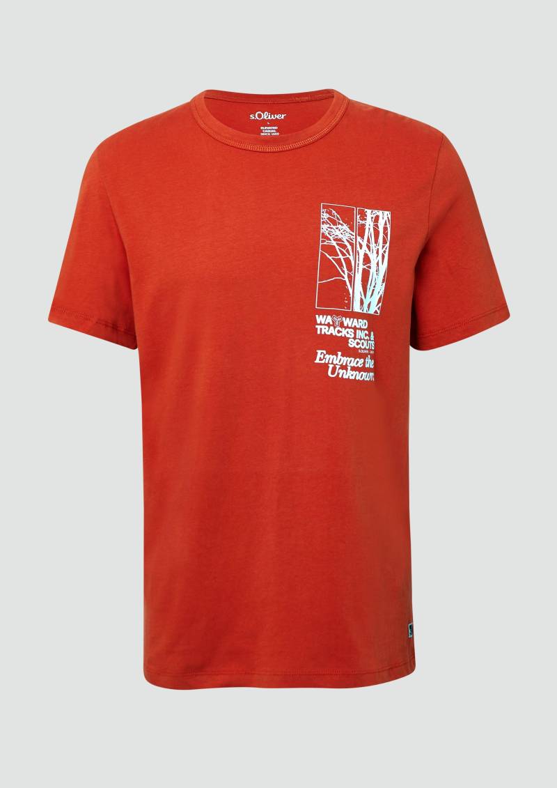 s.Oliver - Softes Baumwoll-T-Shirt mit Artwork, Herren, rot von s.Oliver