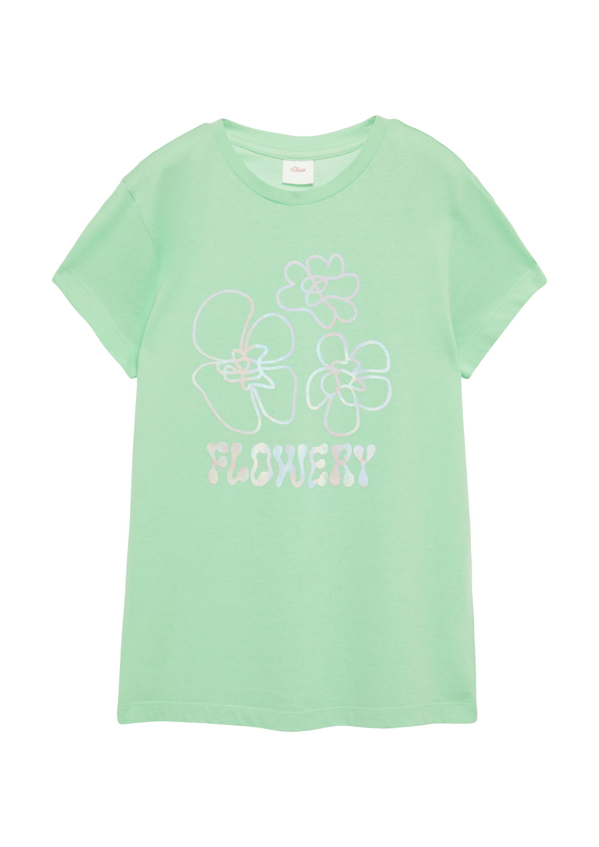 s.Oliver - Jersey-T-Shirt mit Folienprint im Loose Fit, Mädchen, grün von s.Oliver