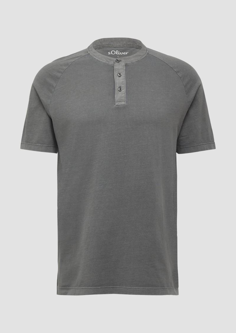 s.Oliver - Henley-T-Shirt mit Raglanärmeln und Garment Dye, Herren, grau von s.Oliver