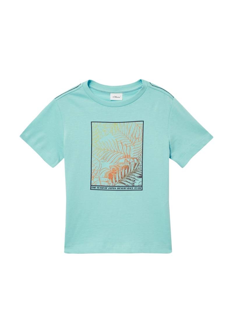s.Oliver - Jersey-T-Shirt mit Kontrastnähten und Frontprint, Kinder, türkis von s.Oliver