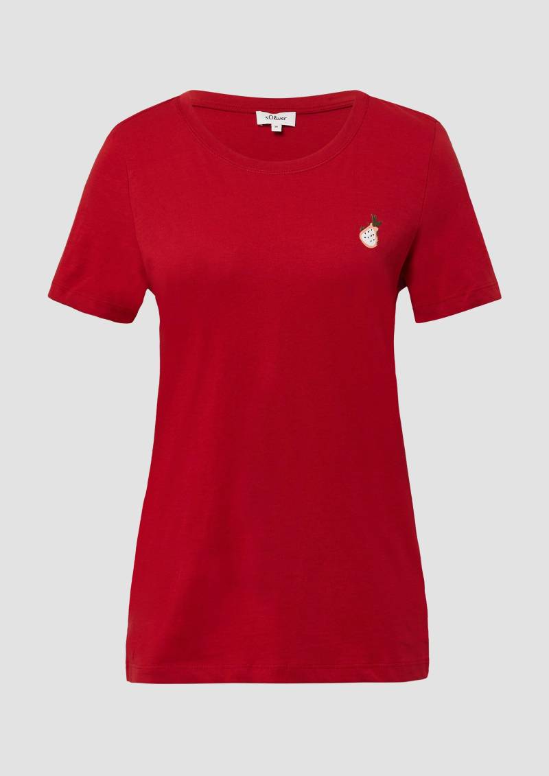 s.Oliver - Jersey-T-Shirt mit Stickerei, Damen, rot von s.Oliver