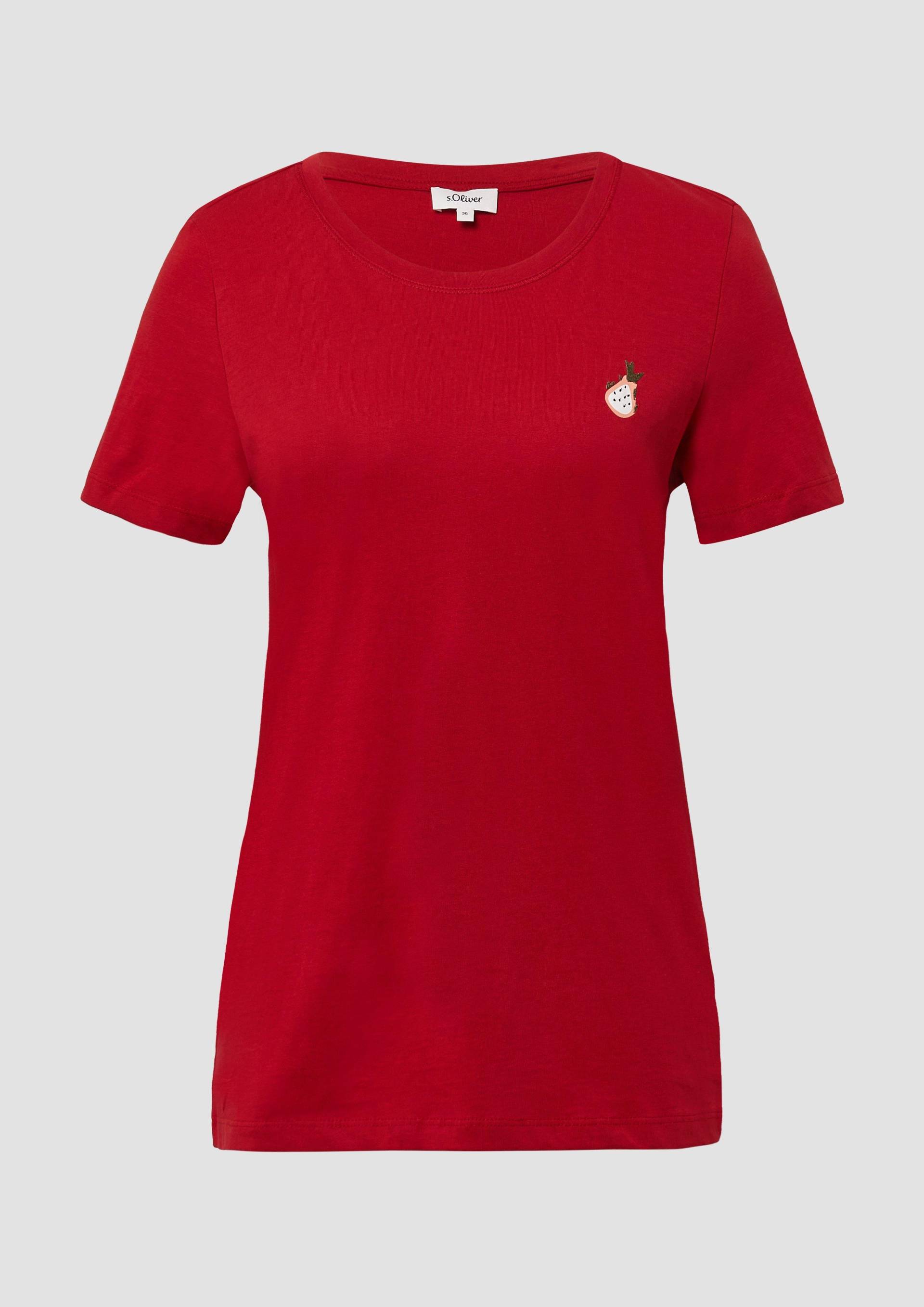 s.Oliver - Jersey-T-Shirt mit Stickerei, Damen, rot von s.Oliver