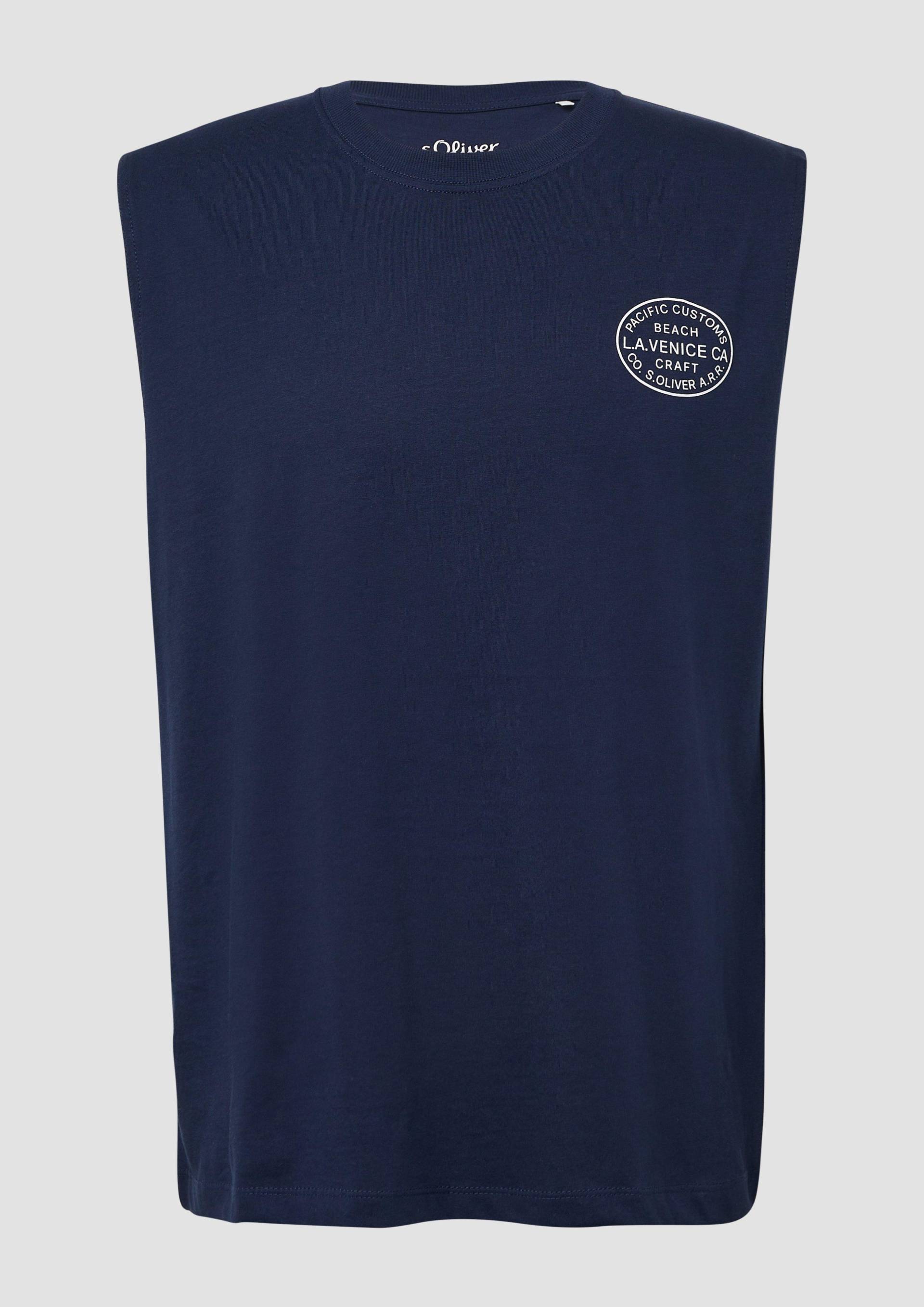 s.Oliver - Jersey-Tanktop im Relaxed Fit mit Print, Herren, blau von s.Oliver