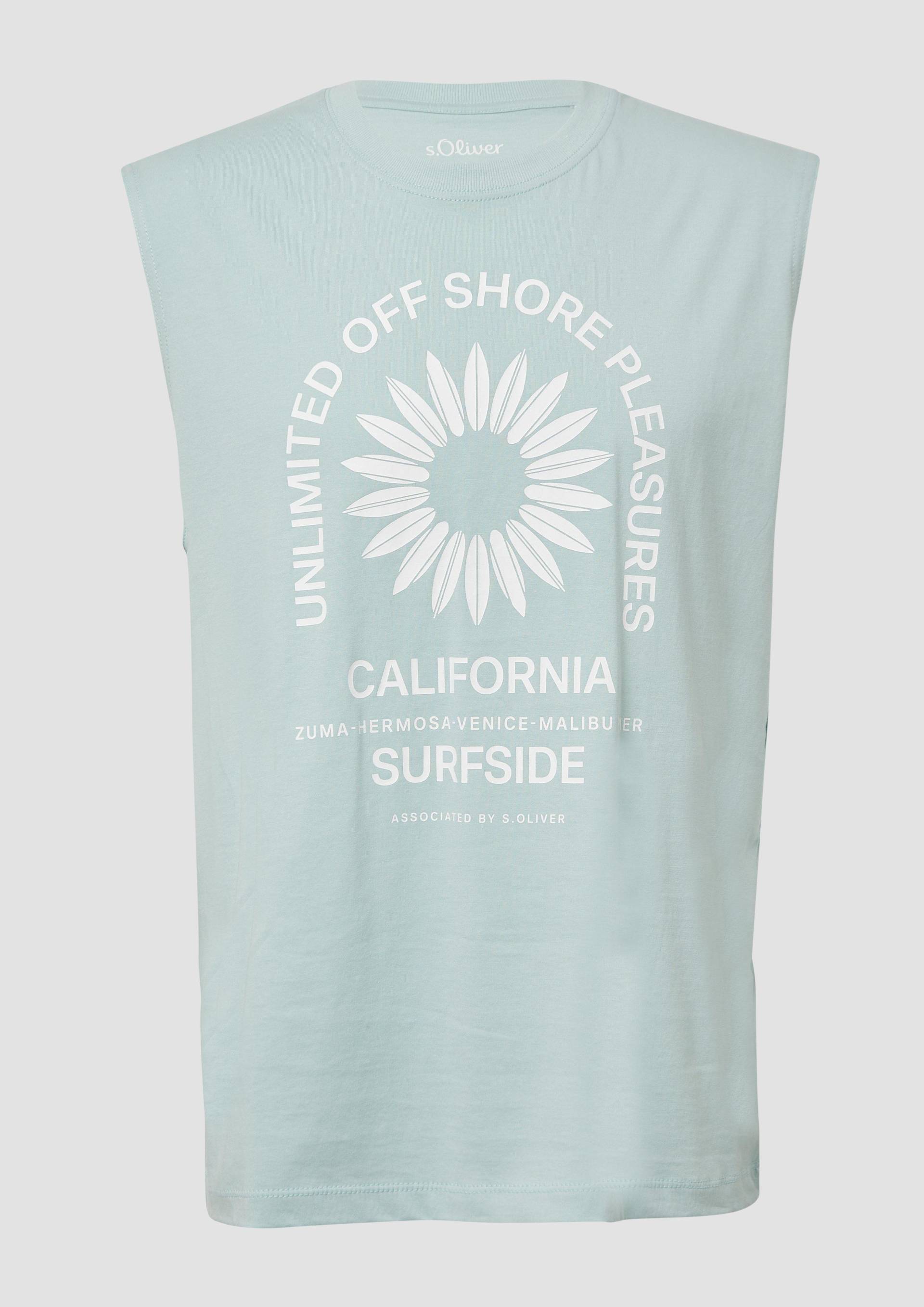 s.Oliver - Jersey-Tanktop im Relaxed Fit mit Print, Herren, türkis von s.Oliver
