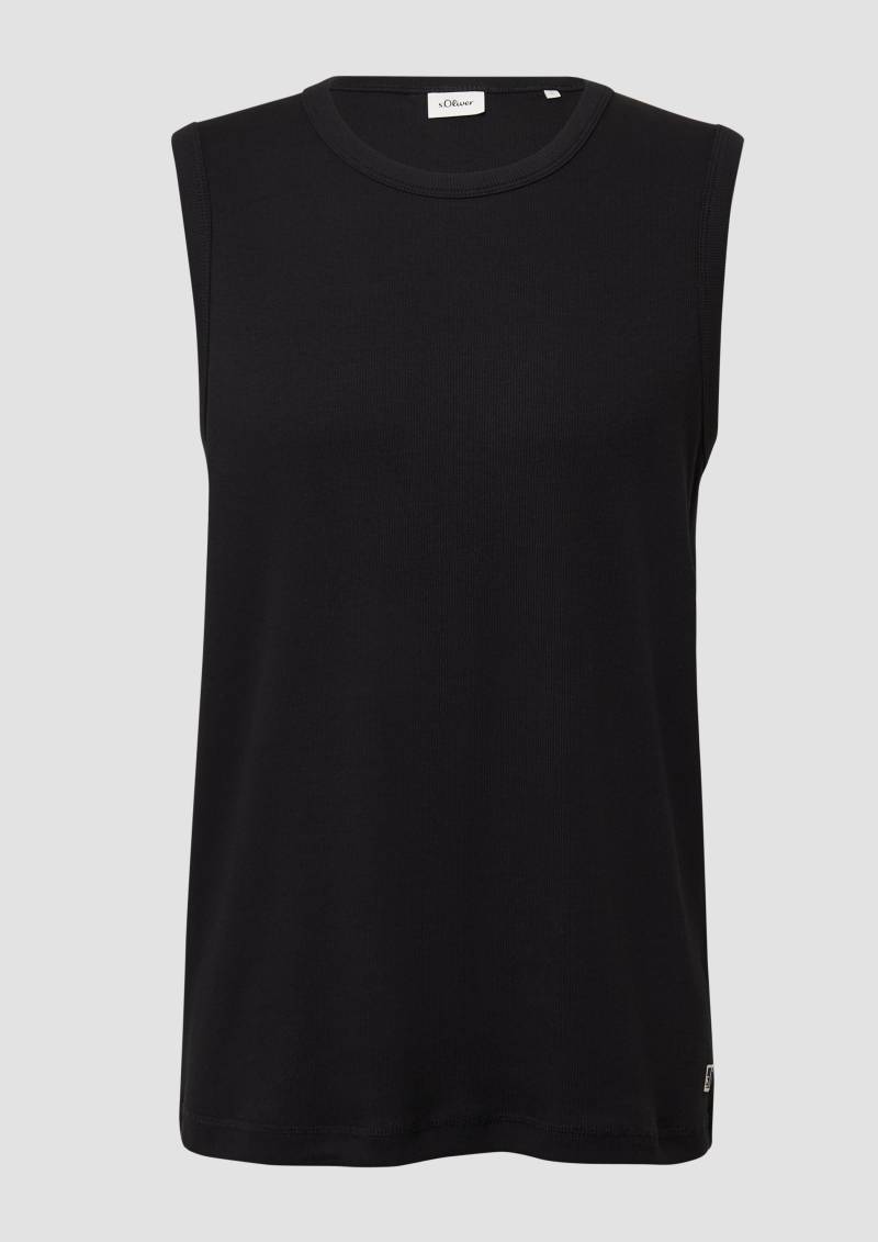 s.Oliver - Jersey-Tanktop mit Rippstruktur, Herren, schwarz von s.Oliver