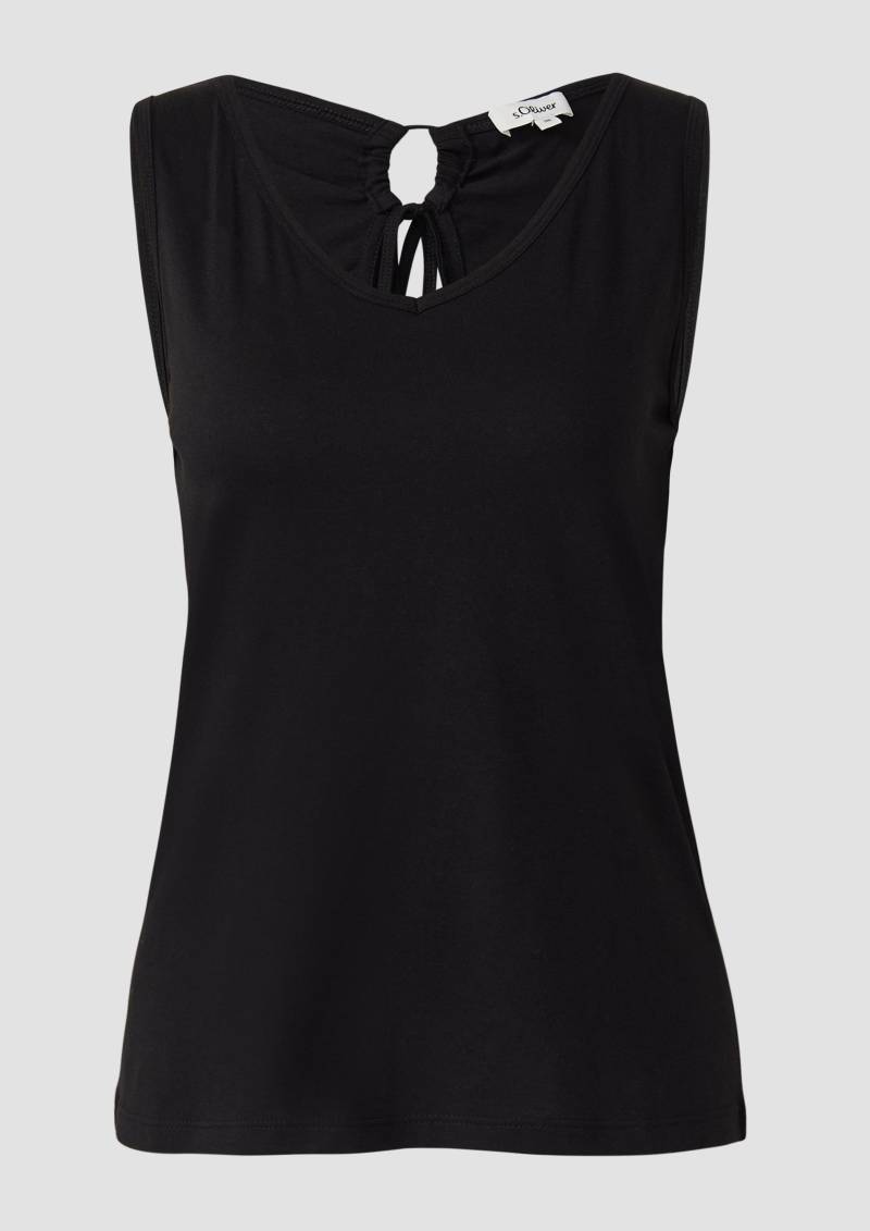 s.Oliver - Jersey-Top mit Cut-out und Schleife, Damen, schwarz von s.Oliver
