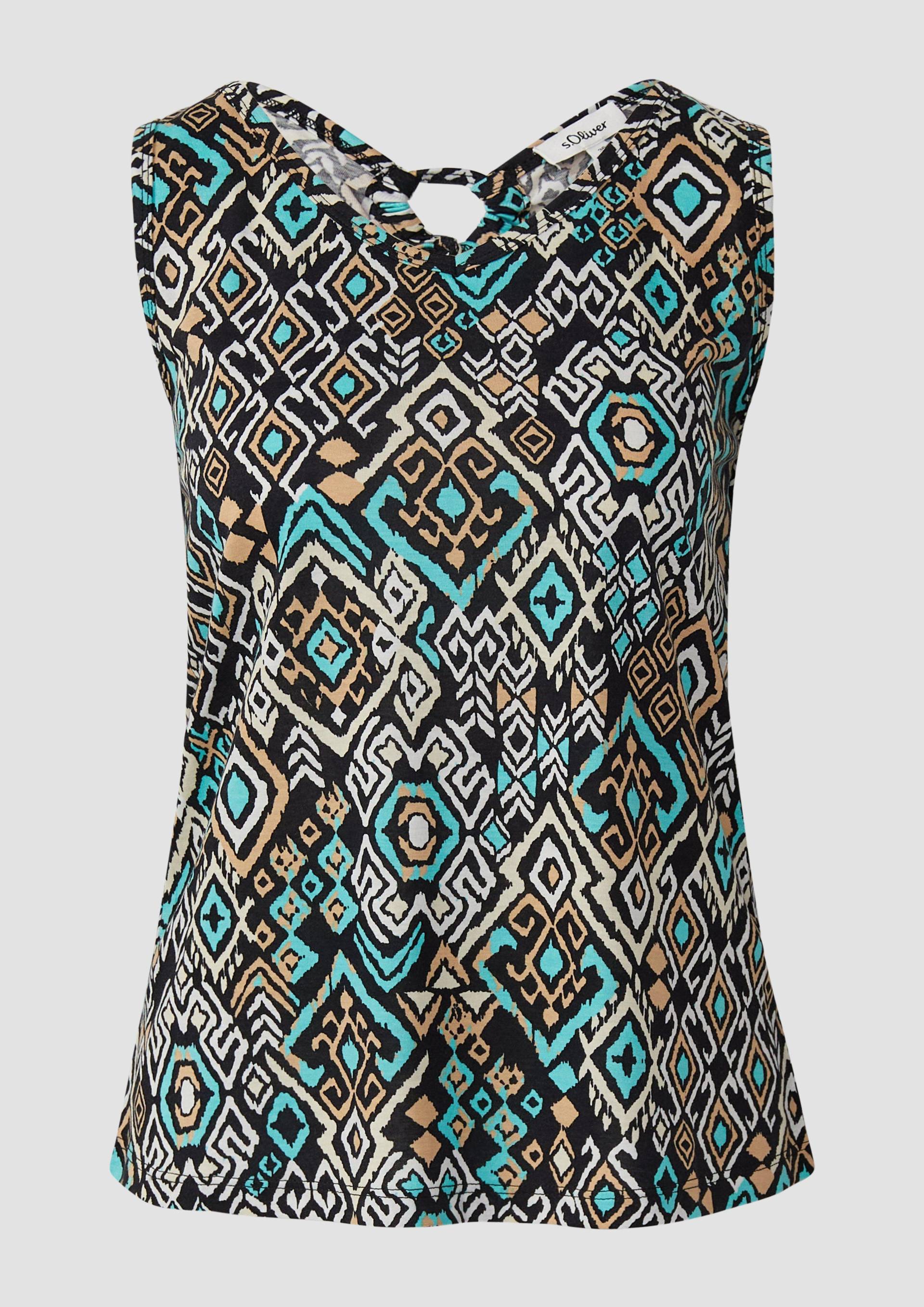 s.Oliver - Jersey-Top mit Cut-out und Schleife, Damen, schwarz von s.Oliver