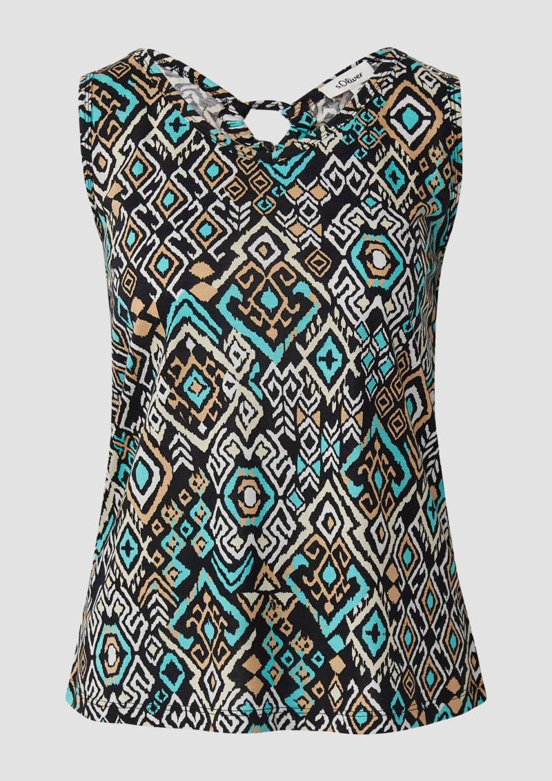 s.Oliver - Jersey-Top mit Cut-out und Schleife, Damen, schwarz von s.Oliver