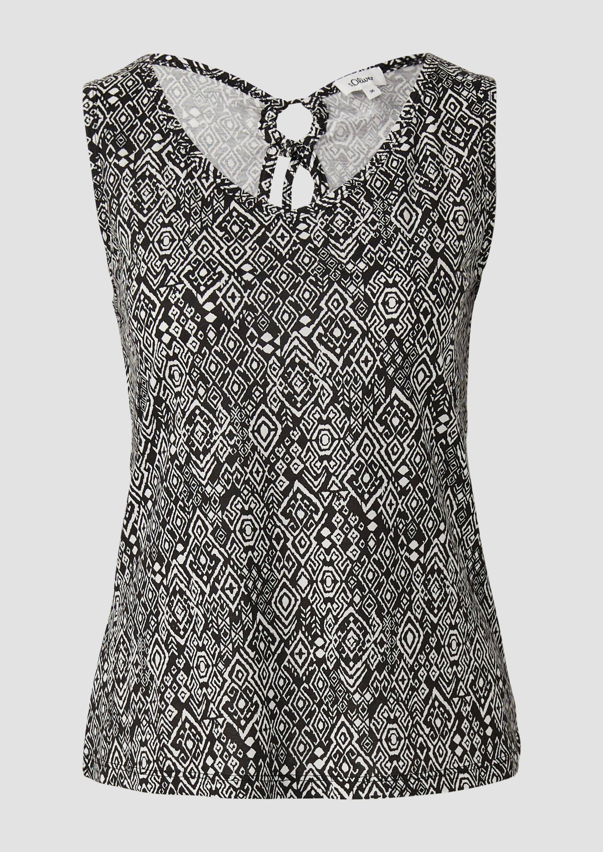 s.Oliver - Jersey-Top mit Cut-out und Schleife, Damen, schwarz von s.Oliver