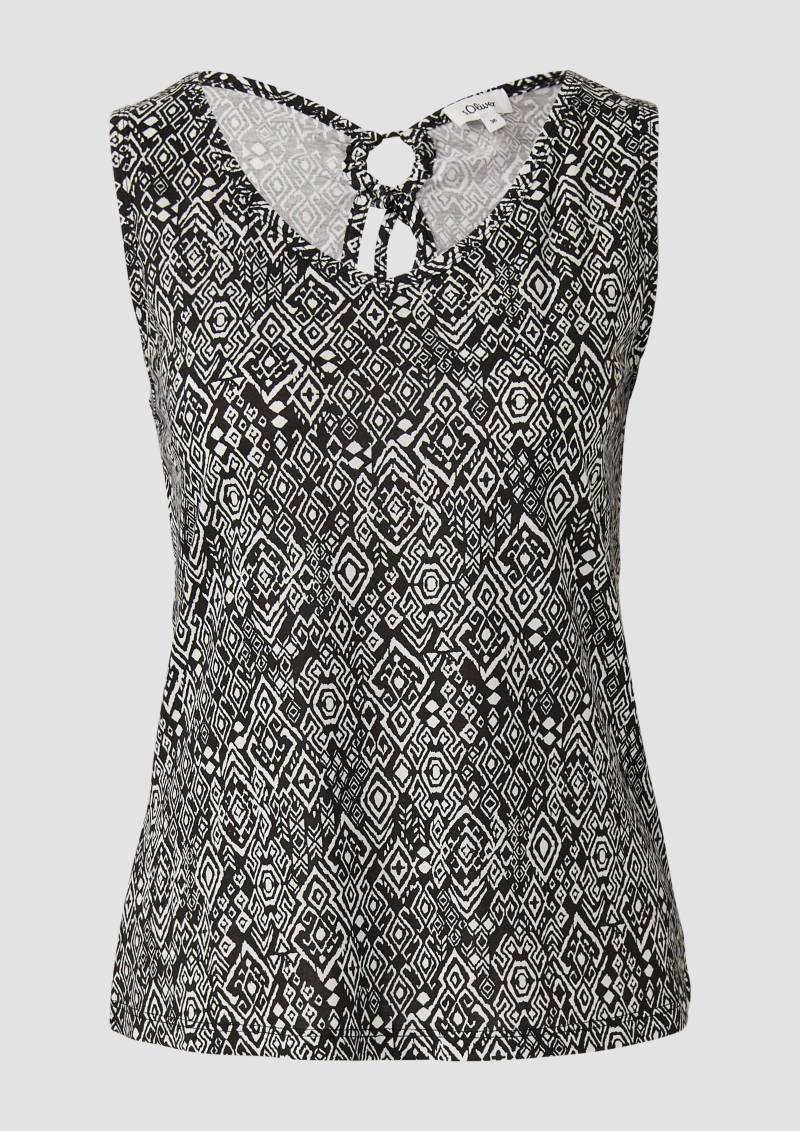 s.Oliver - Jersey-Top mit Cut-out und Schleife, Damen, schwarz von s.Oliver