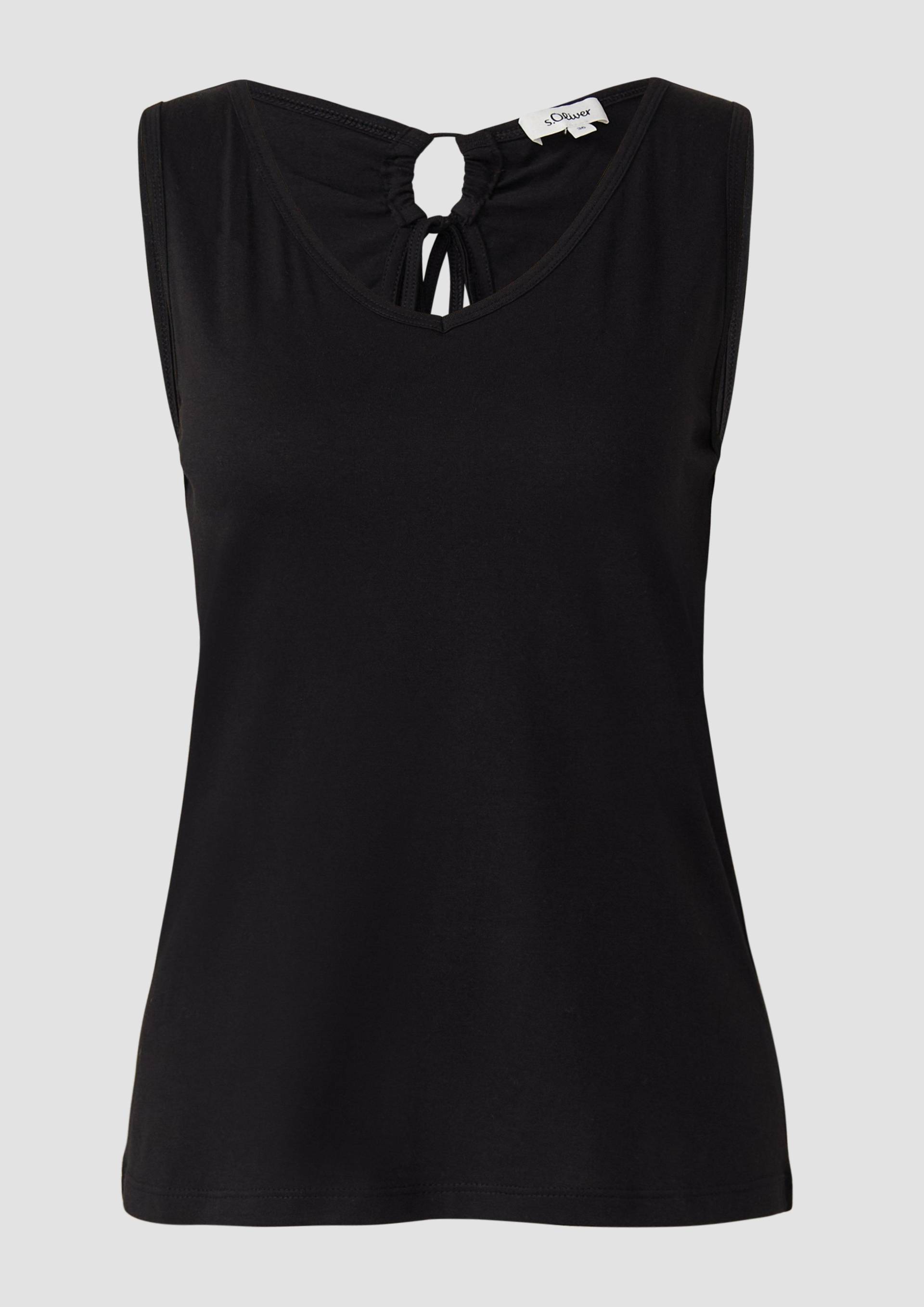s.Oliver - Jersey-Top mit Cut-out und Schleife, Damen, schwarz von s.Oliver