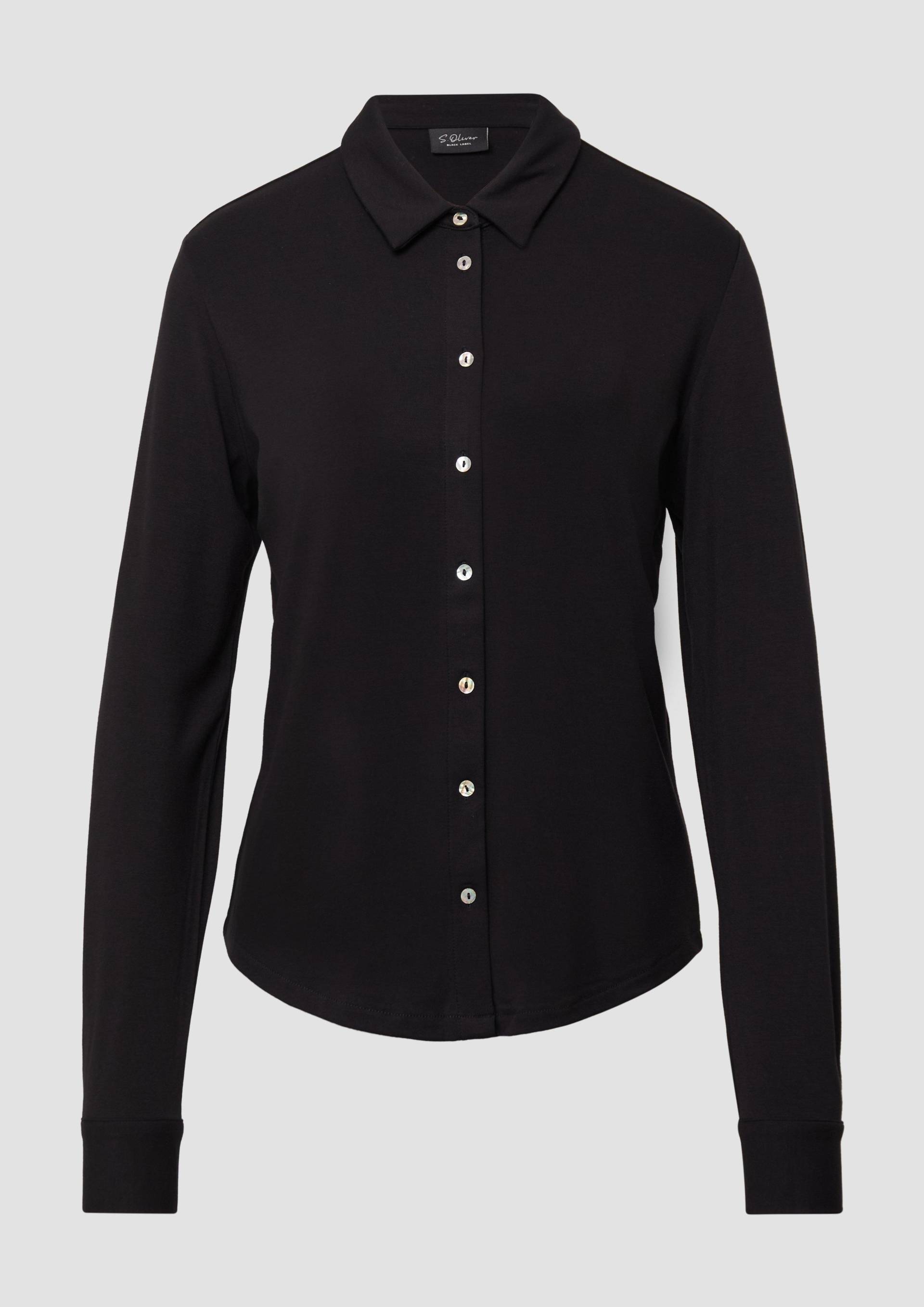 s.Oliver - Jerseybluse mit Perlmuttknöpfen, Damen, schwarz von s.Oliver