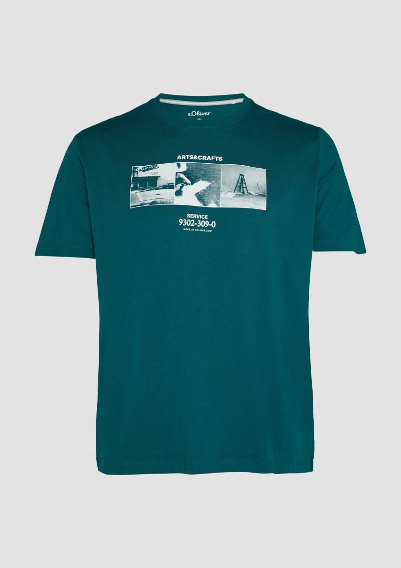 s.Oliver - T-Shirt mit Crew Neck und Frontprint, Herren, Blau von s.Oliver