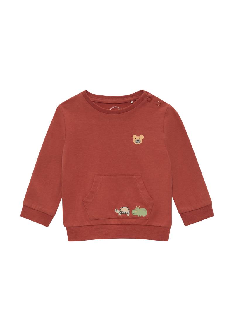 s.Oliver - Jerseyshirt mit Kängurutasche mit Motivsticker, Babys, rot von s.Oliver