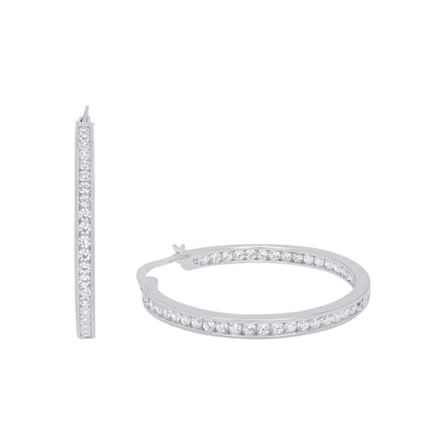 s.Oliver Creolen 925 Sterling Silber Damen Ohrschmuck, mit Zirkonia synth., 3,3 cm, Silber, Kommt in Schmuck Geschenk Box, 2026067 von s.Oliver