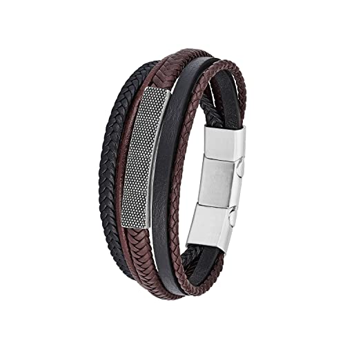 s.Oliver Armband Edelstahl Leder Herren Armschmuck, 20+1,5 cm, Schwarz, Kommt in Schmuck Geschenk Box, 2026110 von s.Oliver