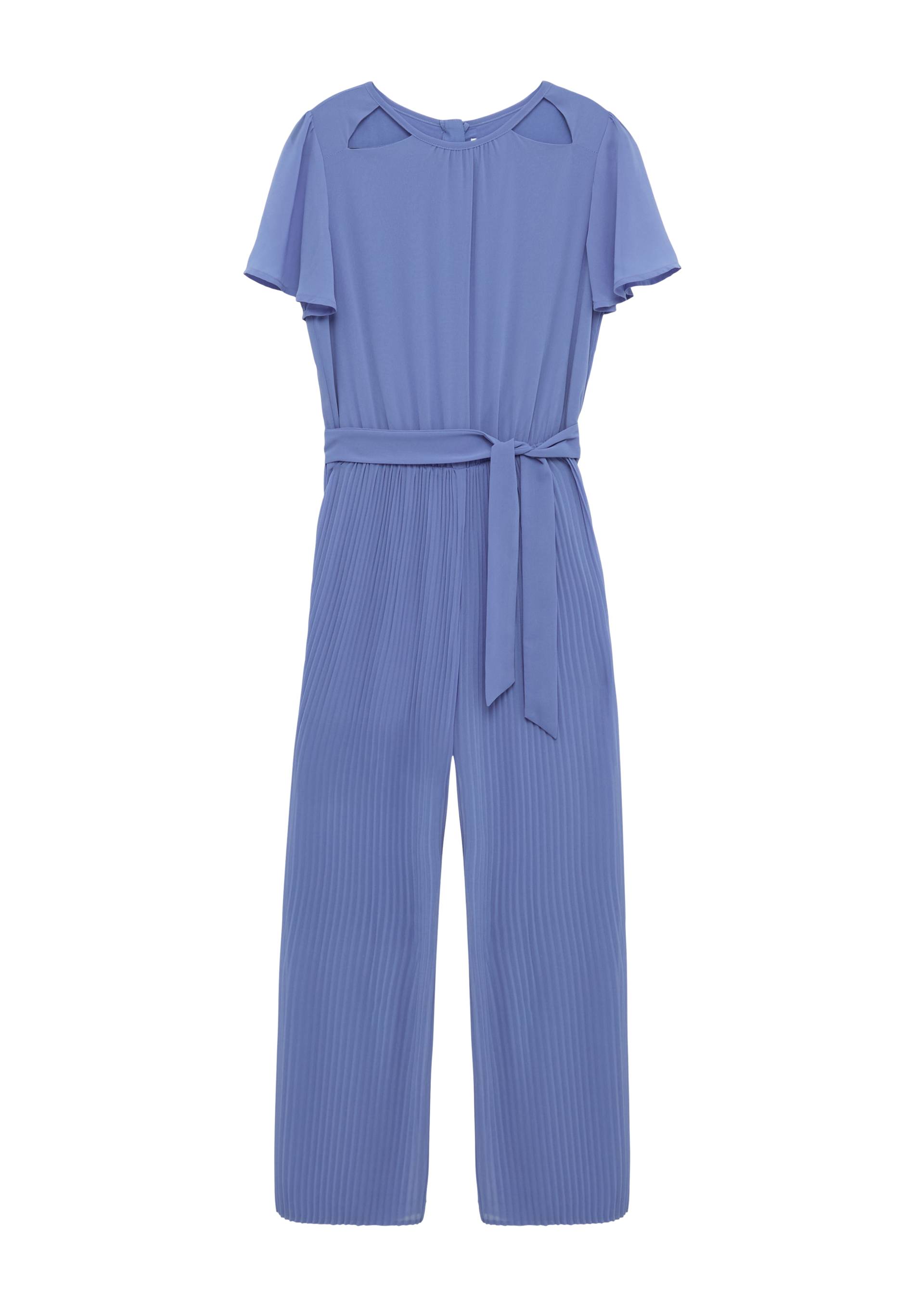 s.Oliver - Jumpsuit aus Chiffon mit Gürtel und plissierter Hose, Mädchen, blau von s.Oliver