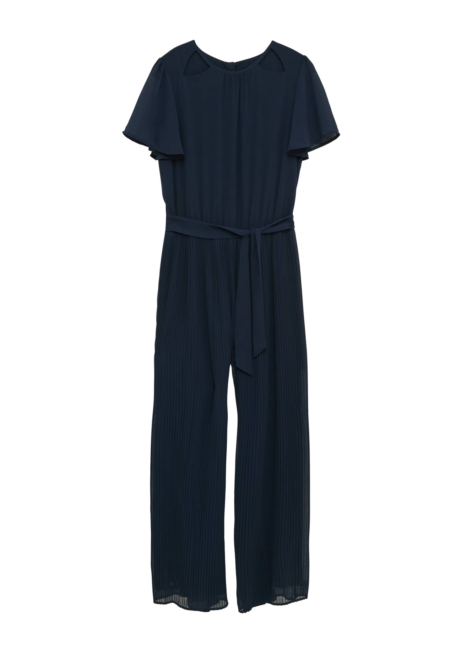 s.Oliver - Jumpsuit aus Chiffon mit Gürtel und plissierter Hose, Mädchen, blau von s.Oliver