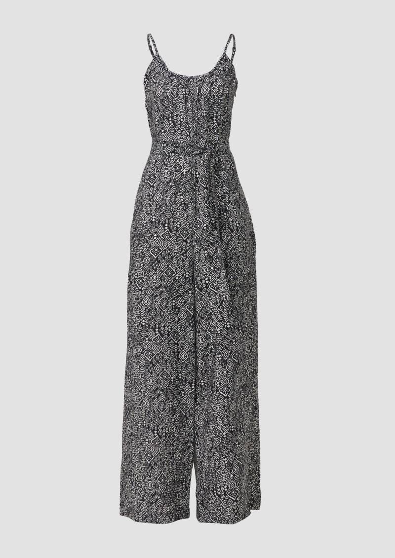 s.Oliver - Jumpsuit aus strukturiertem Viskosemix mit verstellbaren Trägern, Damen, schwarz von s.Oliver