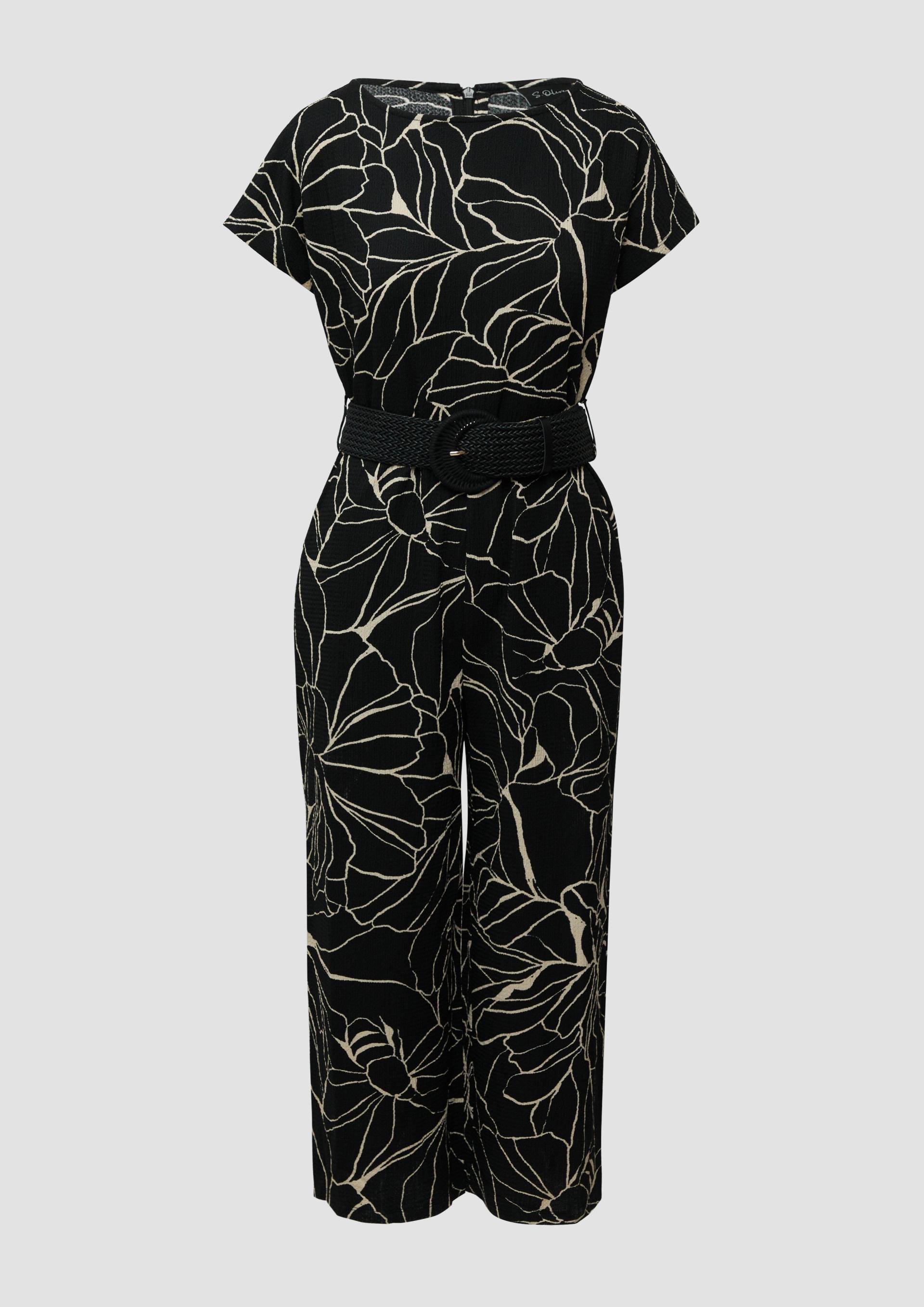 s.Oliver - Jumpsuit in Culotte-Länge mit Flechtgürtel, Damen, schwarz von s.Oliver