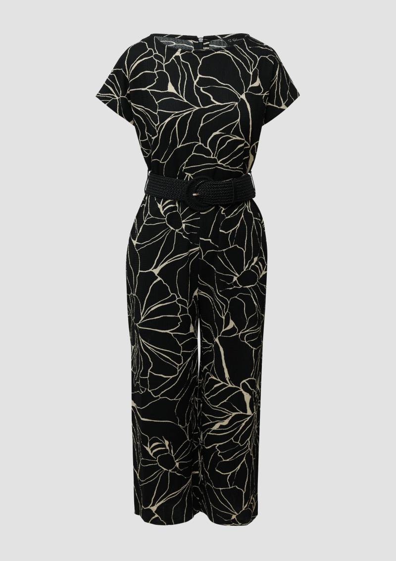s.Oliver - Jumpsuit in Culotte-Länge mit Flechtgürtel, Damen, schwarz von s.Oliver