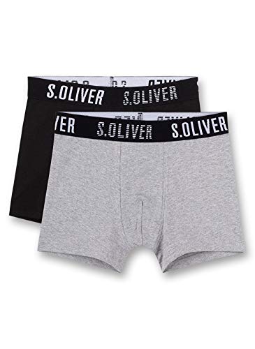 s.Oliver Jungen Shorts im Doppelpack Boxershorts, Grau (Grey Mel. 1737), (Herstellergröße: 128) (2er Pack) von s.Oliver