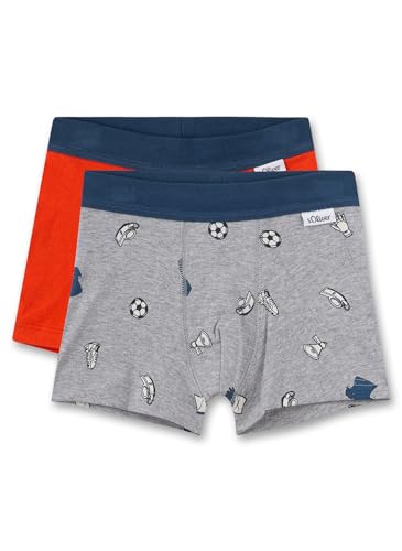 s.Oliver Jungen Unterhose Grau | Hochwertige und Bequeme Unterhose für Jungen aus Baumwoll-Mix. Shorts mit Softbund und Fußballprint | Inhalt: 2er Set Unterwäsche für Jungen von s.Oliver