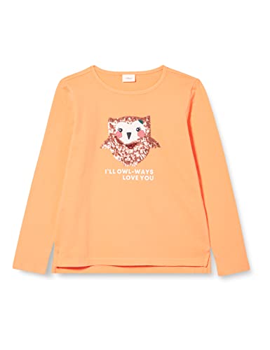 s.Oliver Junior Girl's Langarmshirt mit Pailletten, orange, 116/122 von s.Oliver