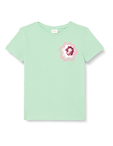 s.Oliver Mädchen 2127415 T-Shirt mit Pailletten, 7300_Green, 92-98 von s.Oliver