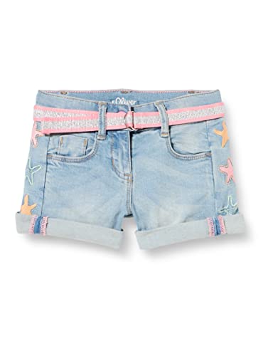 s.Oliver Junior Girls 2130048 Jeans Short mit Embroidery und Gürtel, blau 52Z2, 98/REG von s.Oliver