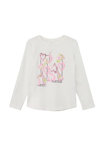 s.Oliver Junior Mädchen Langarmshirt mit Pailletten, Weiß, 104/110 von s.Oliver