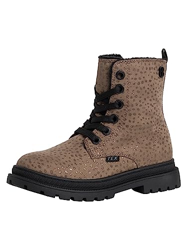 s.Oliver Mädchen Stiefeletten ohne Absatz mit Schnürsenkeln und Reißverschluss Glitzer Braun (Taupe), 34 von s.Oliver