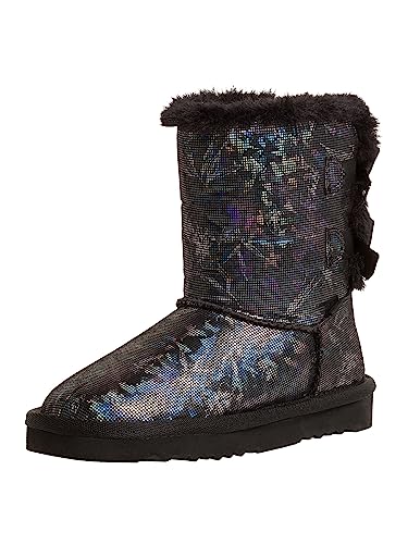 s.Oliver Mädchen Winterstiefel ohne Absatz Gefüttert mit Schleife Schwarz (Black Comb.), 31 von s.Oliver