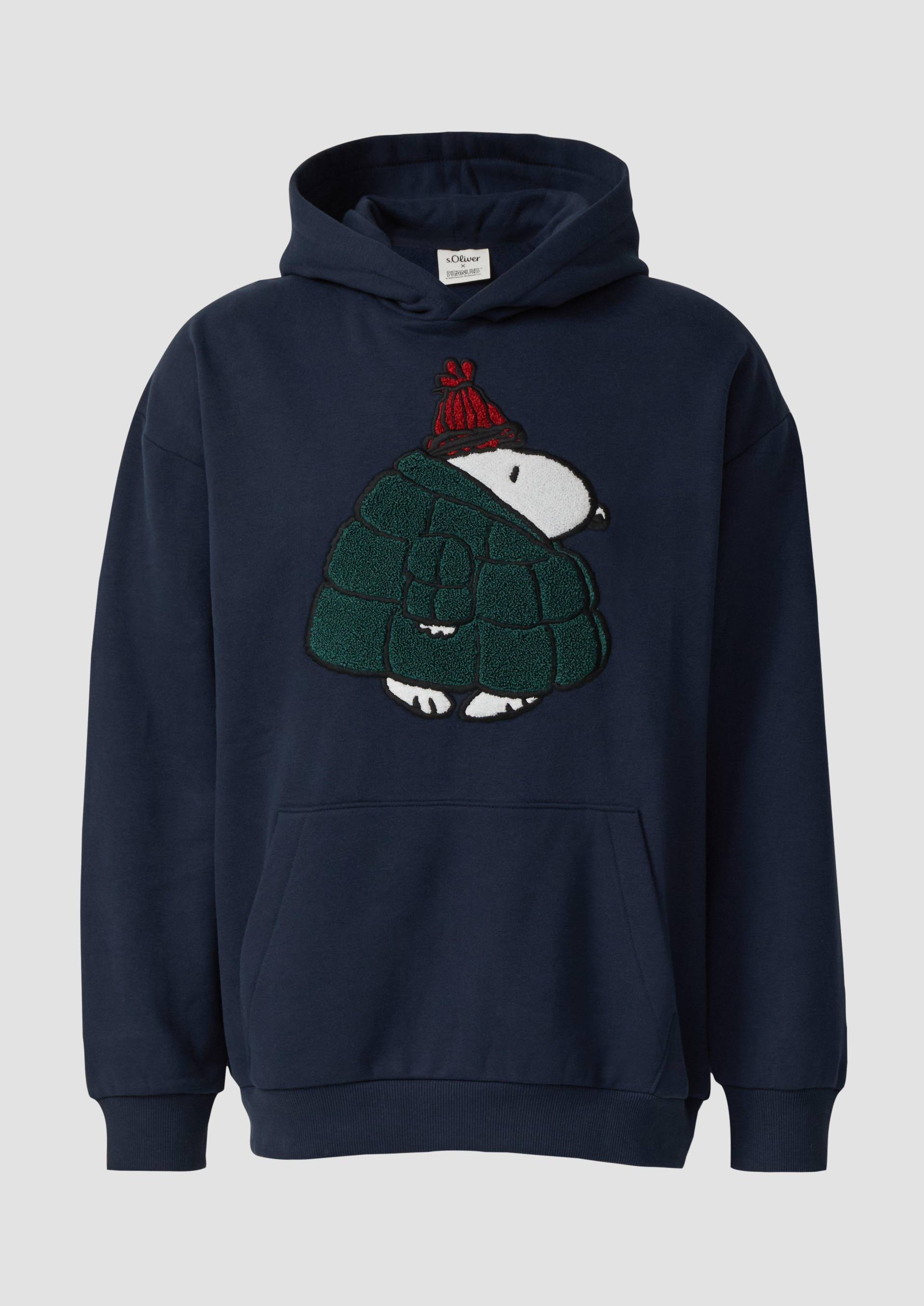 s.Oliver - Kapuzen-Sweatshirt im Relaxed Fit mit Peanuts®-Artwork, Herren, blau von s.Oliver