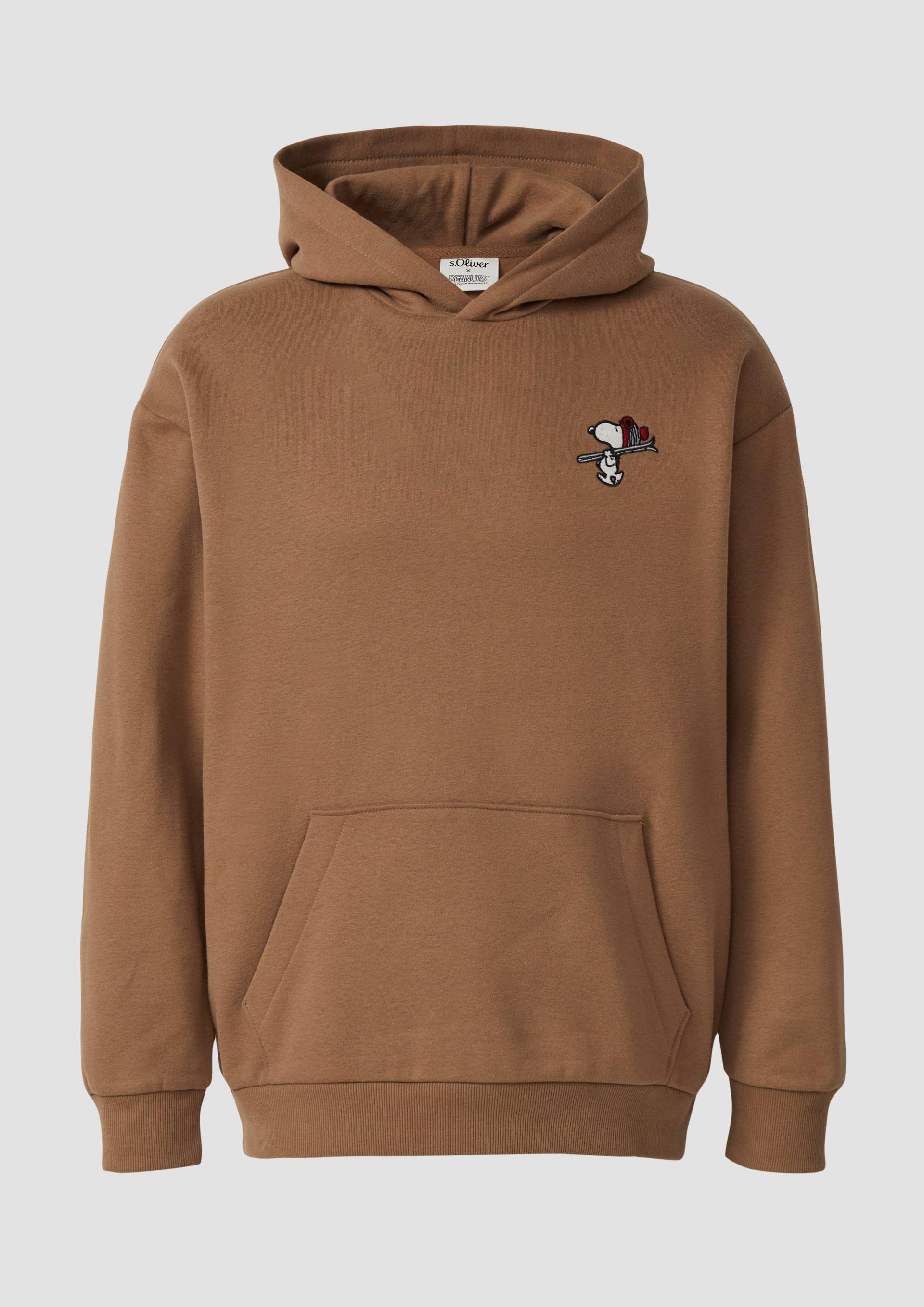 s.Oliver - Kapuzen-Sweatshirt im Relaxed Fit mit Peanuts®-Artwork, Herren, braun von s.Oliver