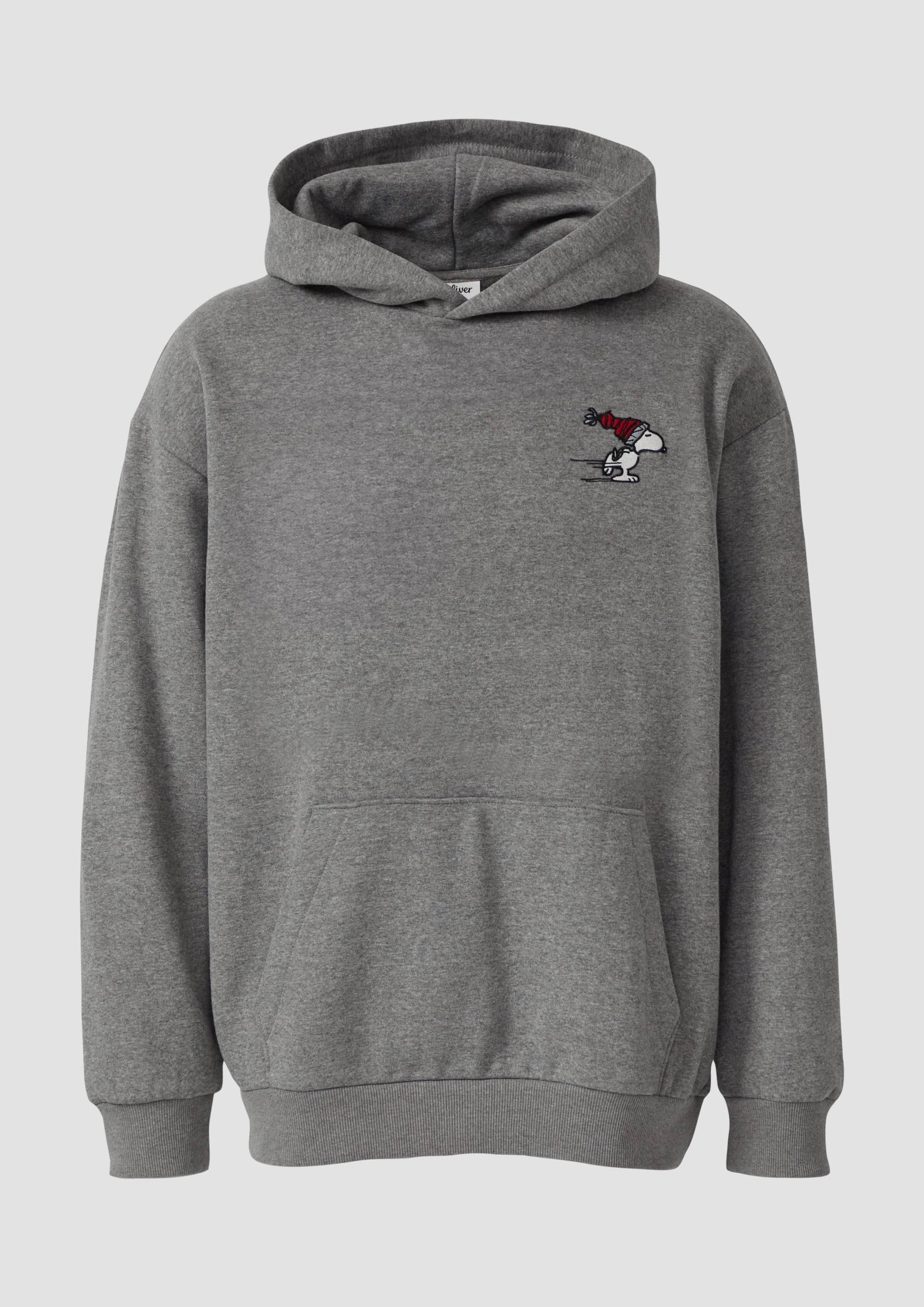 s.Oliver - Kapuzen-Sweatshirt im Relaxed Fit mit Peanuts®-Artwork, Herren, grau von s.Oliver
