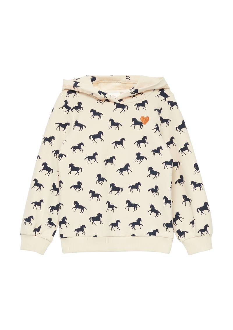 s.Oliver - Kapuzen-Sweatshirt mit All-over-Print, Kinder, Beige von s.Oliver