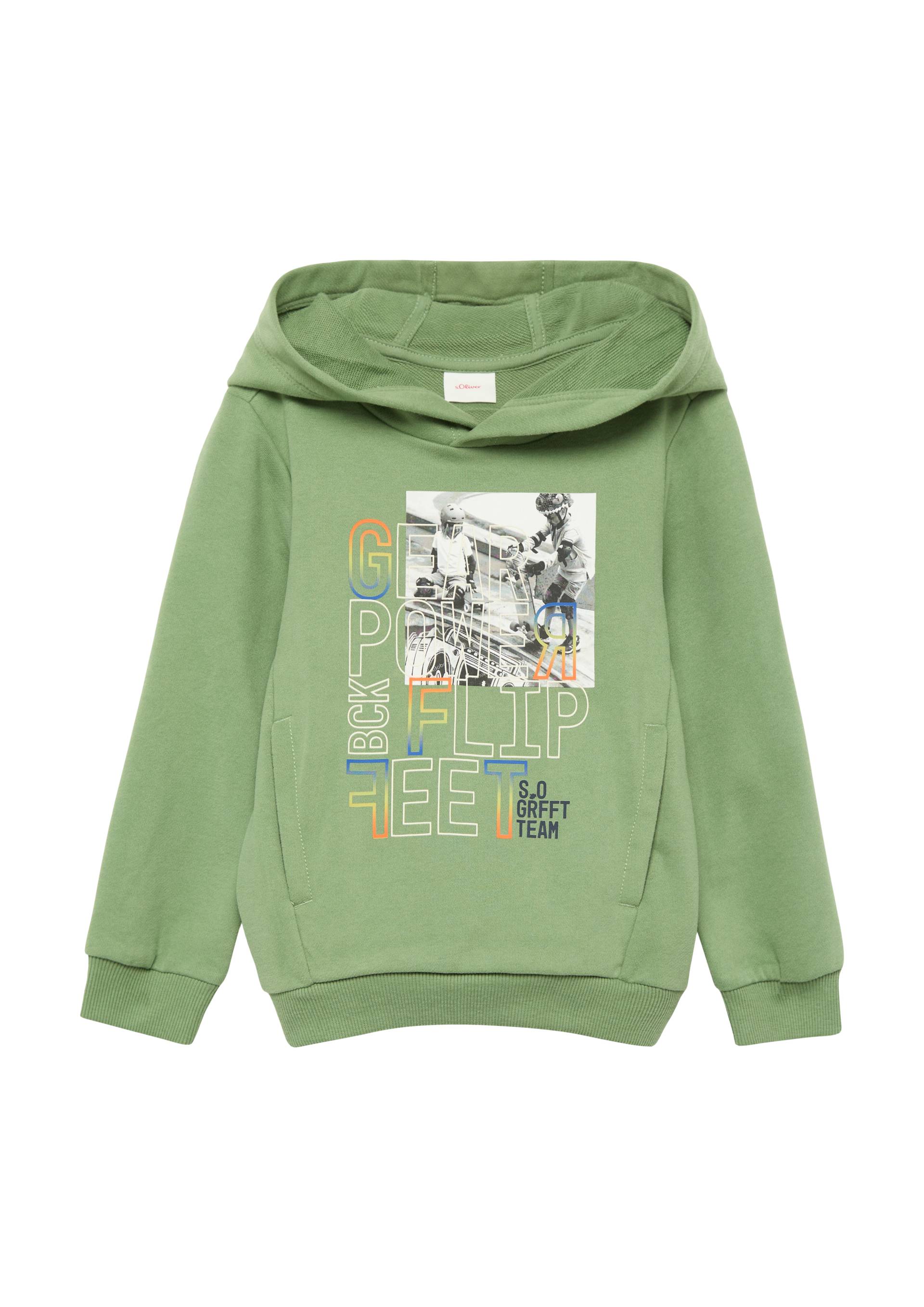s.Oliver - Kapuzen-Sweatshirt mit Fotoprint, Kinder, Grün von s.Oliver