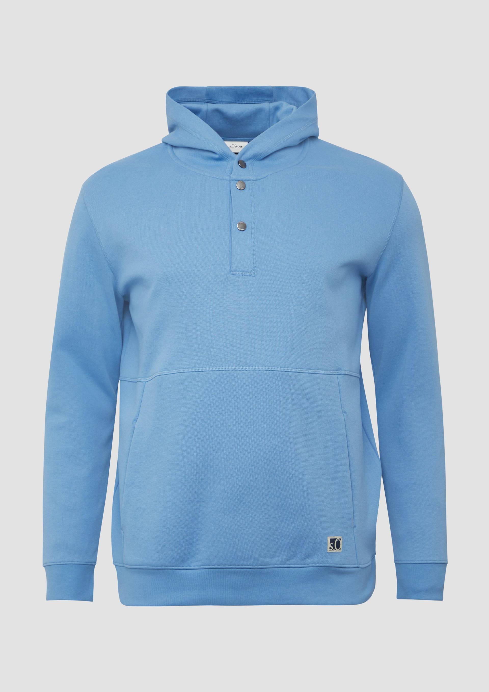 s.Oliver - Strukturierter Hoodie mit Druckknöpfen und Kängurutasche, Herren, blau von s.Oliver