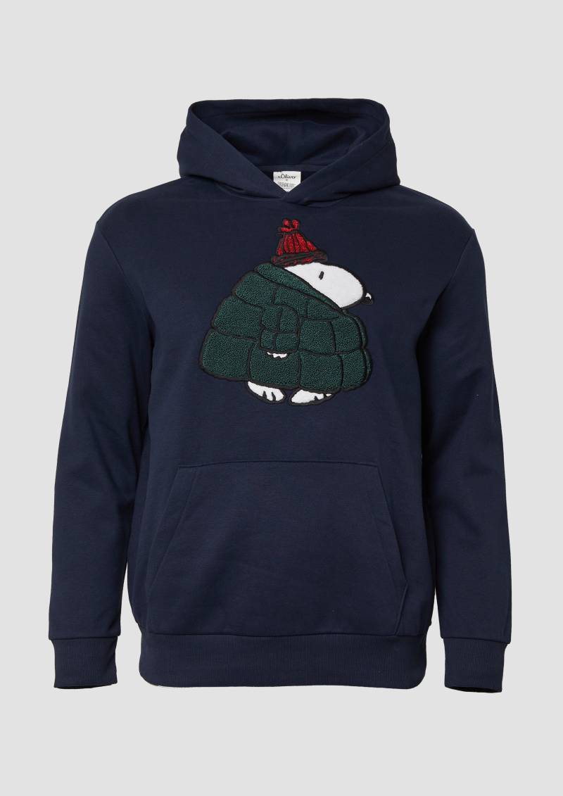 s.Oliver - Kapuzen-Sweatshirt mit Peanuts®-Artwork, Herren, blau von s.Oliver