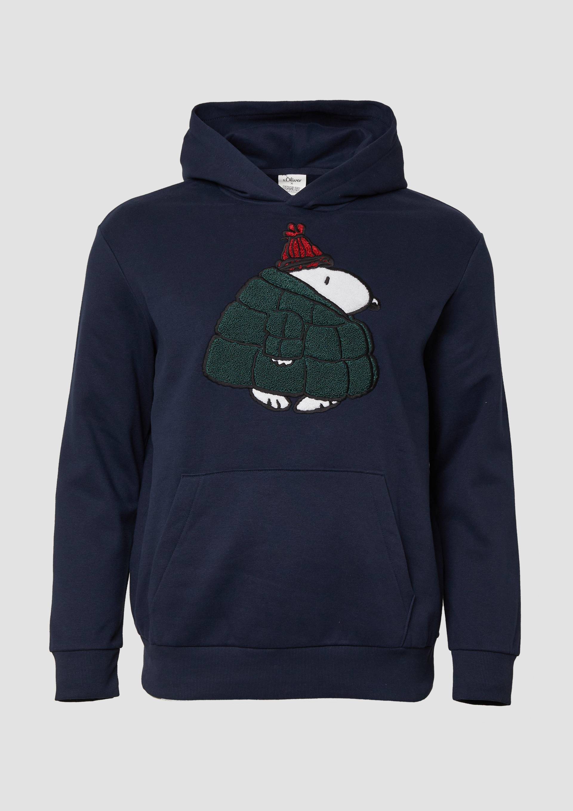 s.Oliver - Kapuzen-Sweatshirt mit Peanuts®-Artwork, Herren, blau von s.Oliver