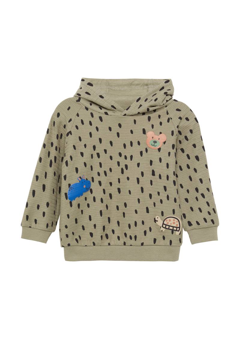 s.Oliver - Kapuzen-Sweatshirt mit Struktur und Öhrchen, Babys, Grün von s.Oliver